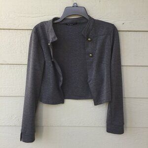 SHANA Gray Cropped Jacket with Gold Buttons